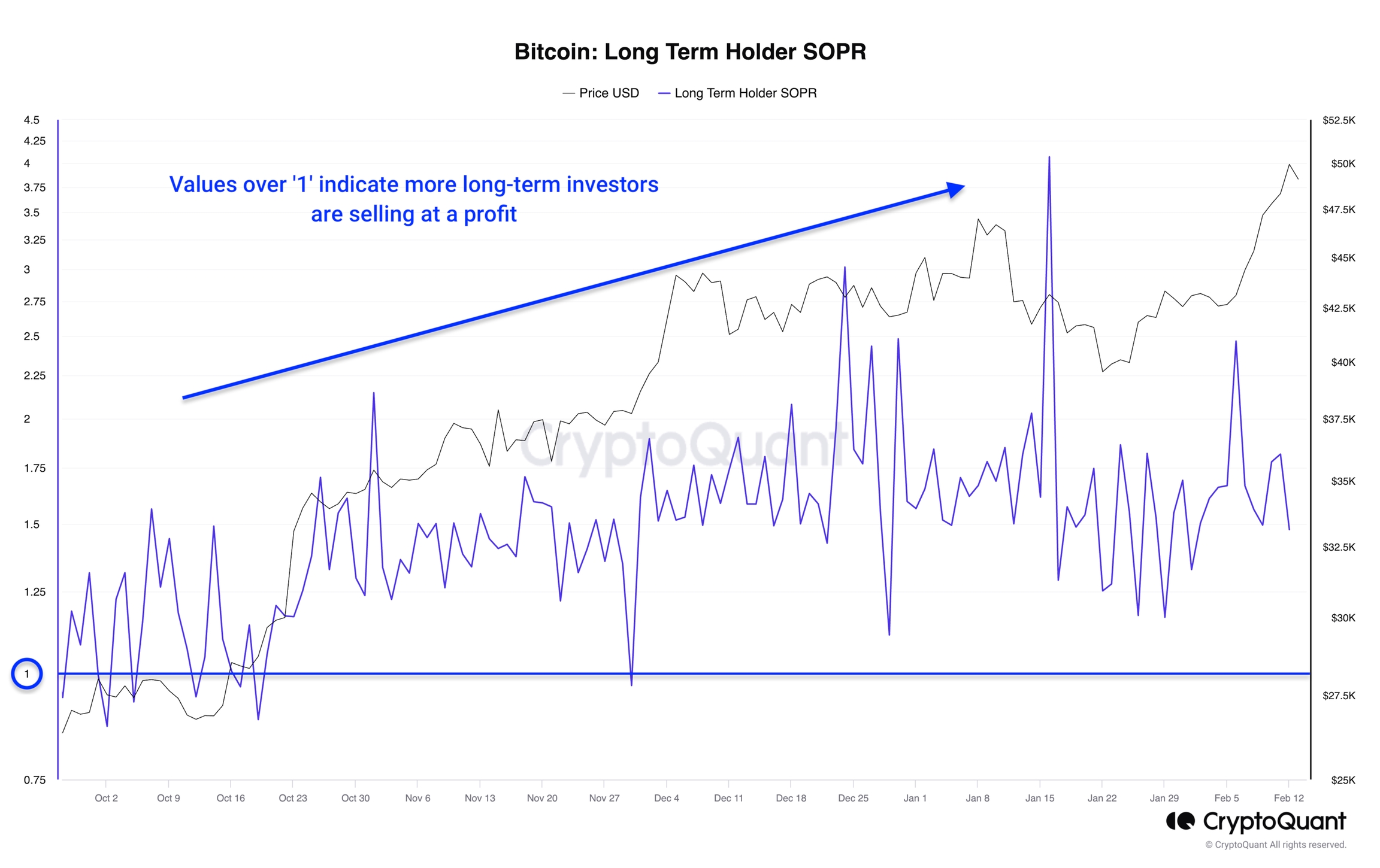 Bitcoin: Long Term Holder SOPR. Greater than 1